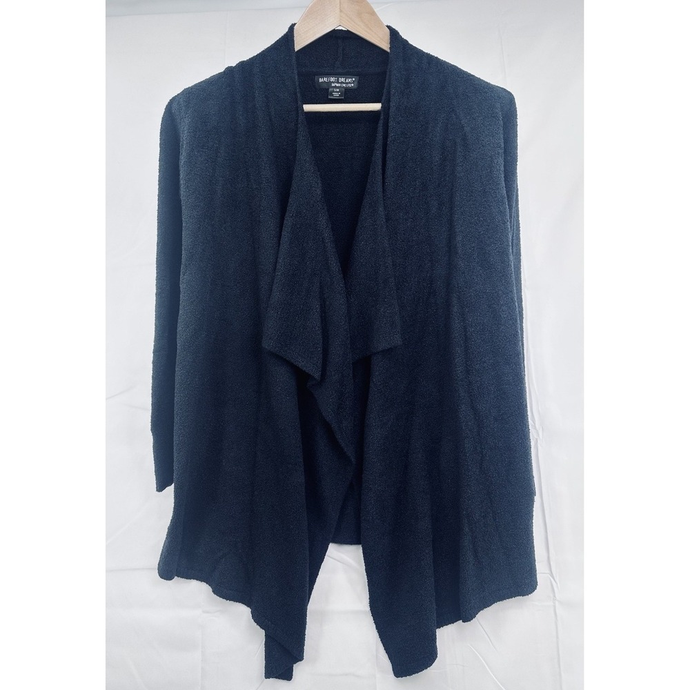 Barefoot Dreams‎ S/M Bamboo Chic Lite Open Waterfall Front Cardigan Black